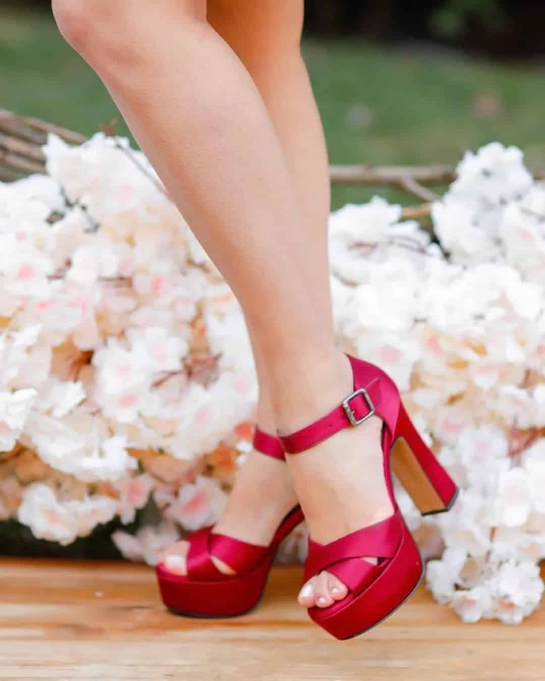 Burgundy Satin Shoes for Weddings