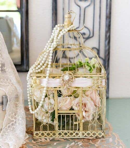 14 Vintage Floral Cage Theme Card Table Decor