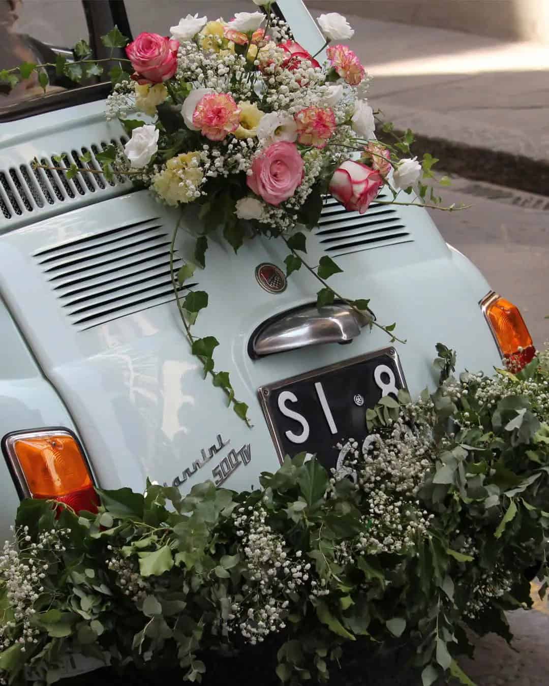 Greenery Wedding Car Decor Ideas