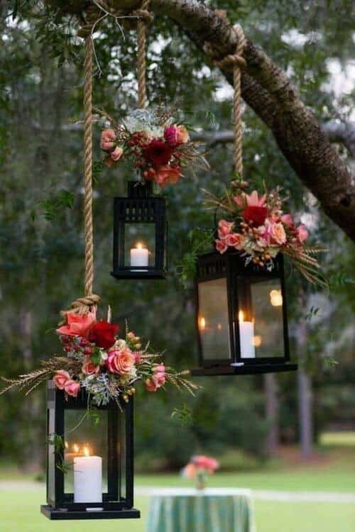 Hanging flower lanterns