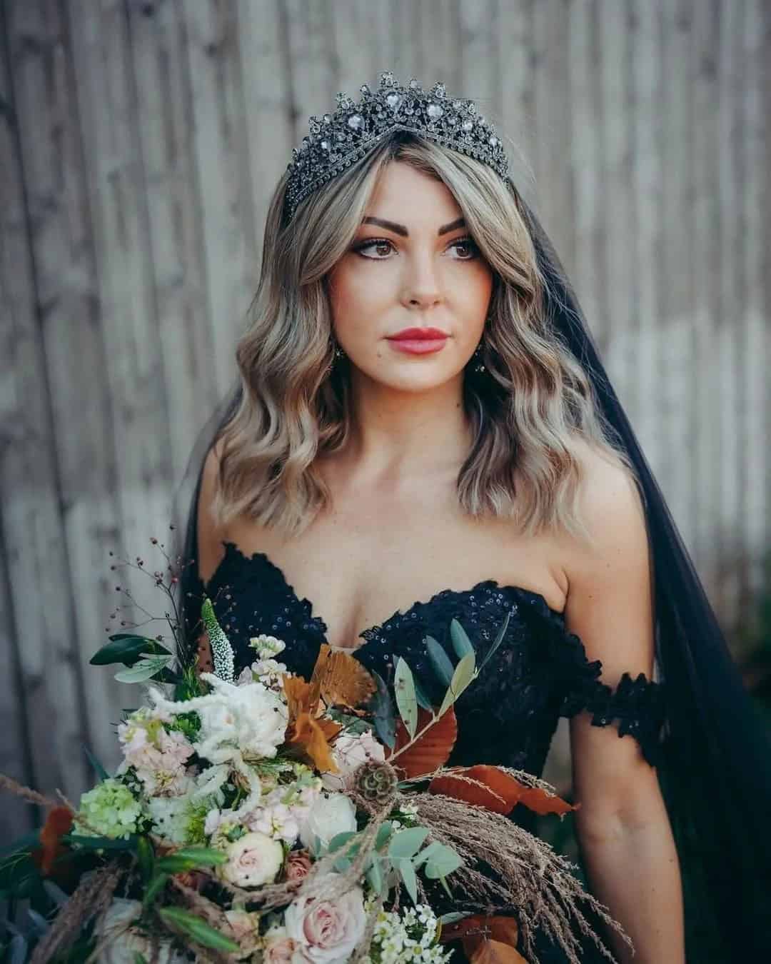 Tiara Crown With Veil Wedding Hairstyles