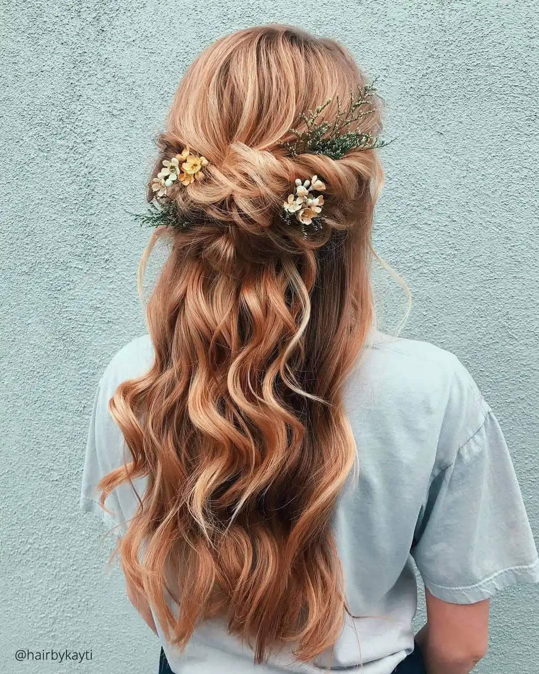 Half Up Bridal Hair with Flowers