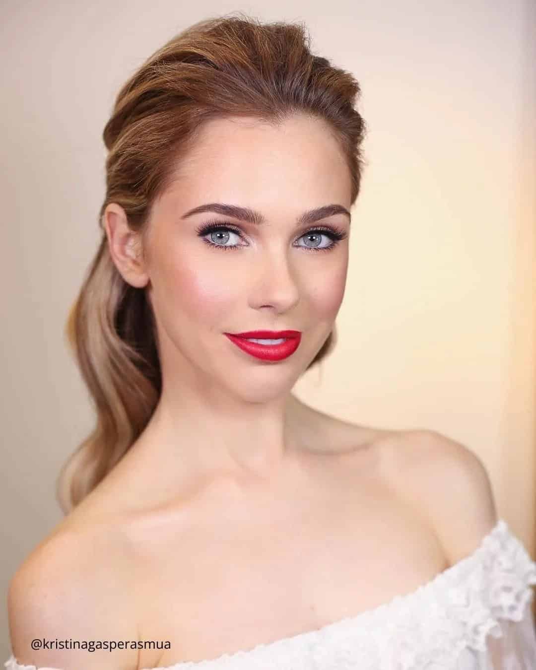 Soft Eyes Red Lip Wedding Makeup