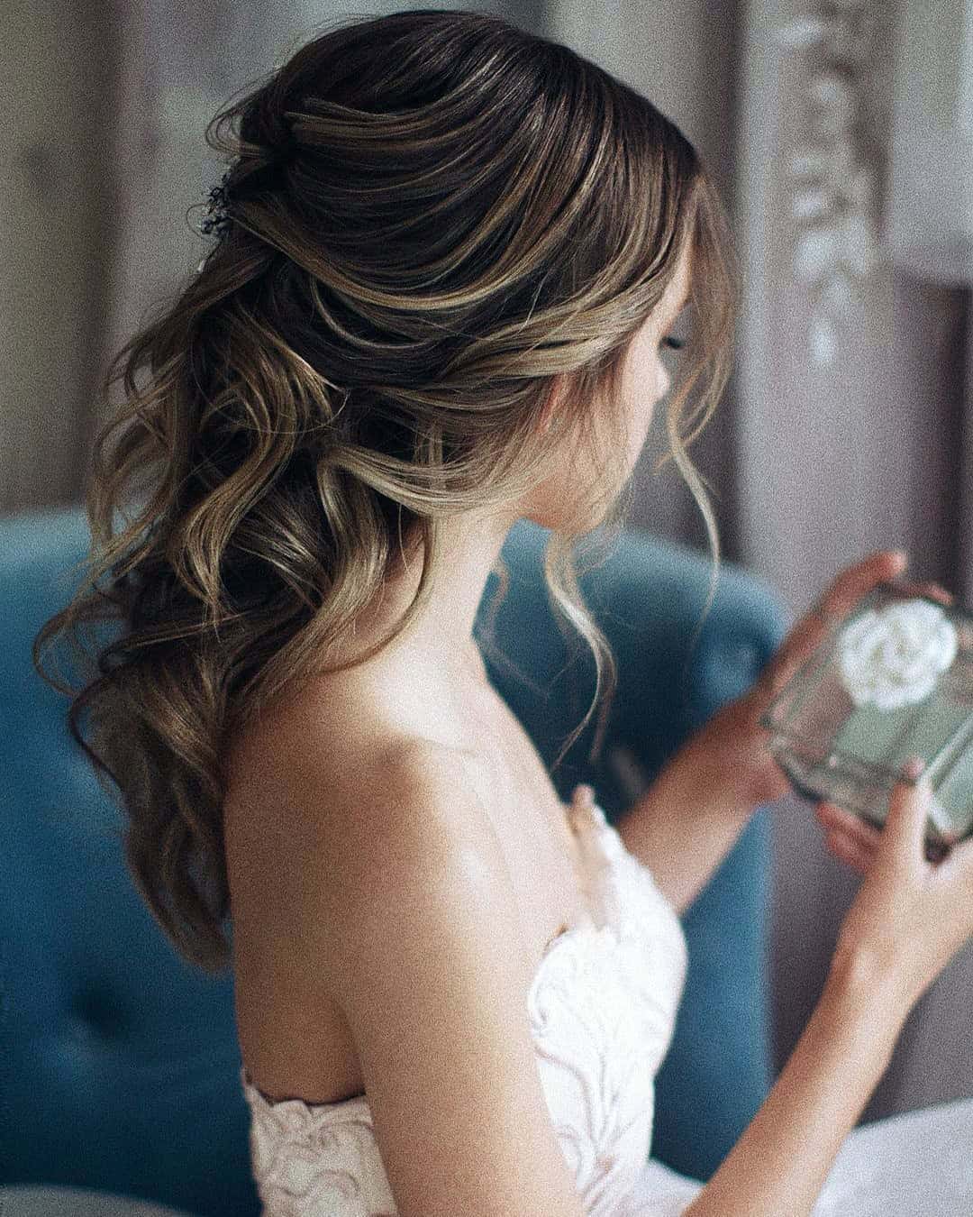 Medium Length Hair Half Up Half Down Wedding Hairstyles