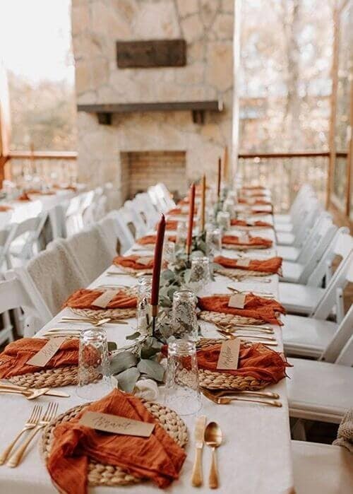 Terracotta and sage table settings