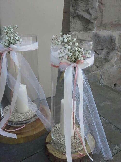 Vases with ribbon wrap