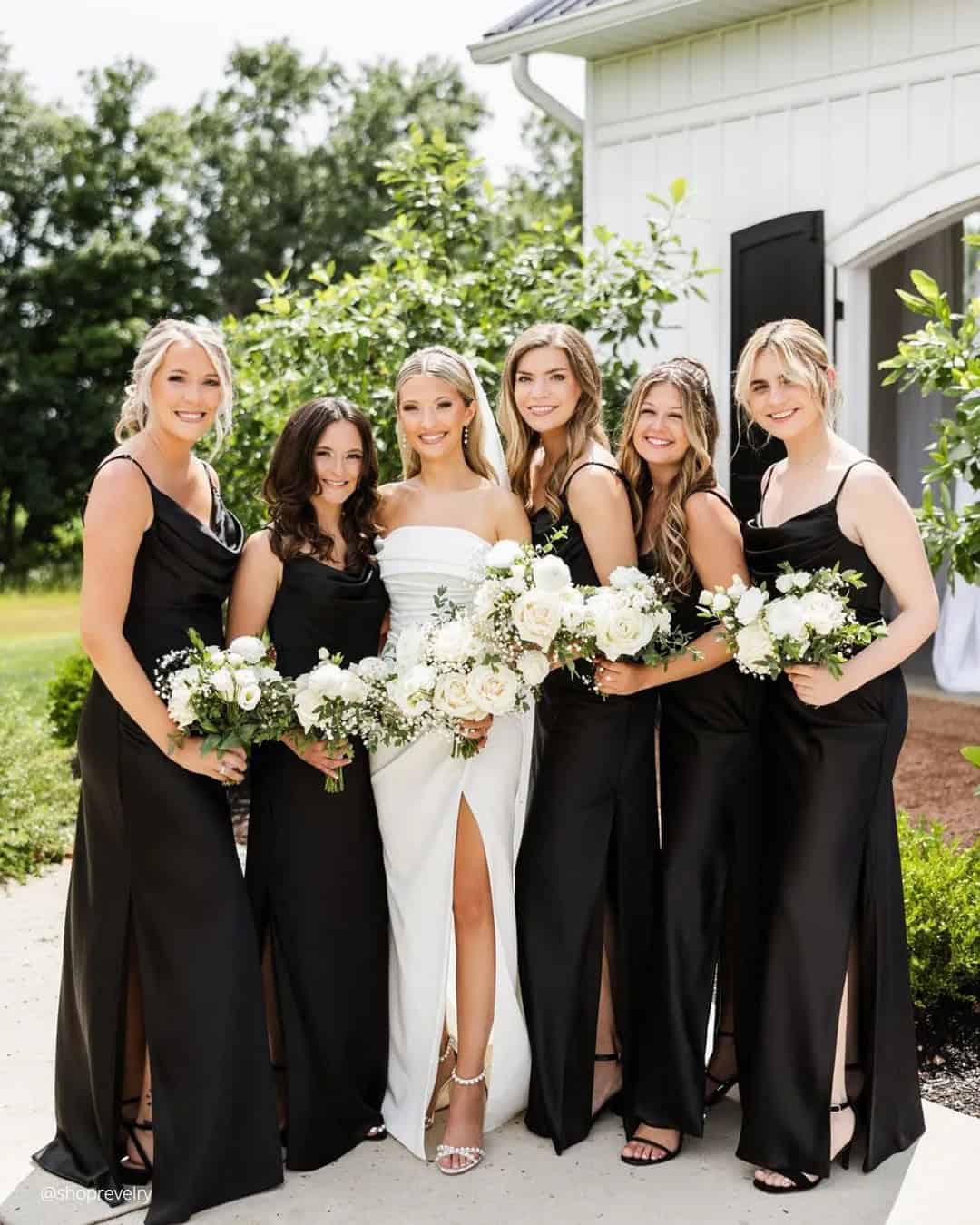 Black Satin Bridesmaid Dresses