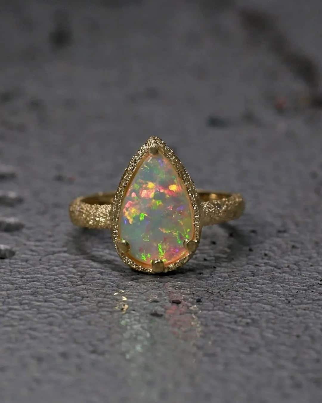 Pear Cut Rings With Opal