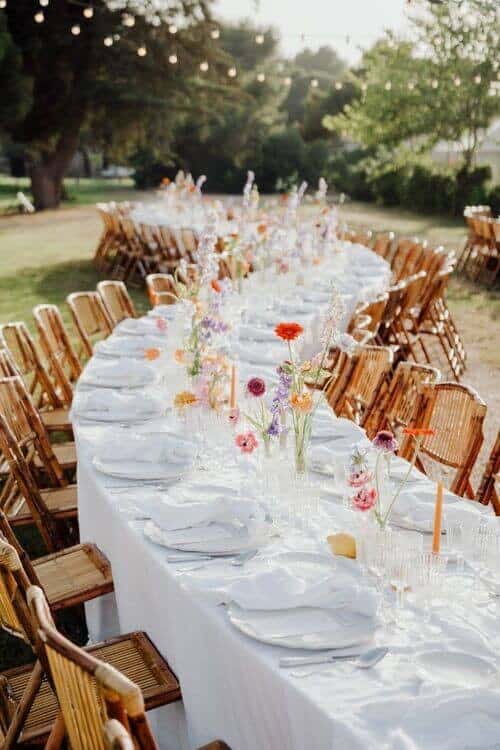 Wildflowers and bold candles