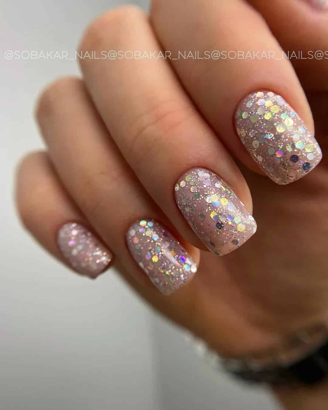 Silver Glitter Nails