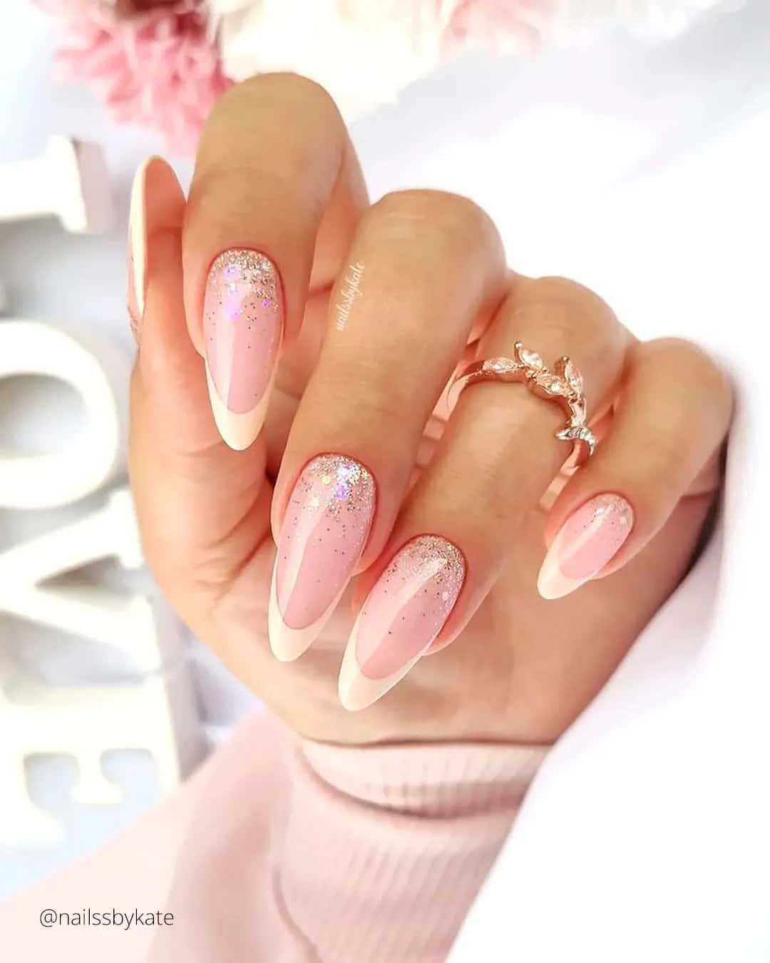 Bridal French Champagne Nails