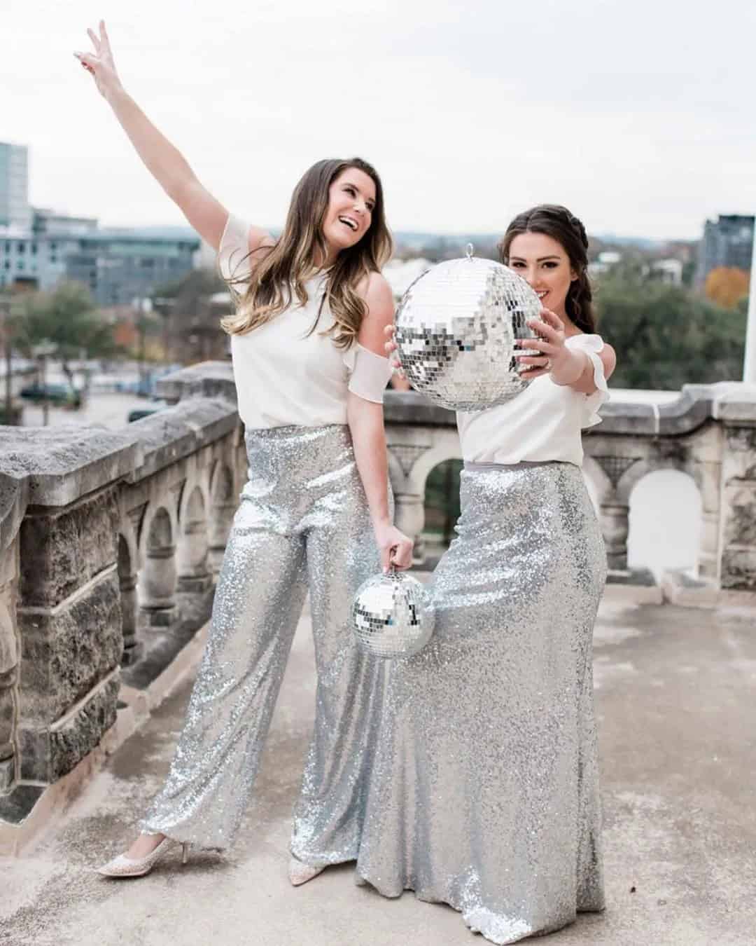 Silver Sequined Metallic Bridesmaid Dresses