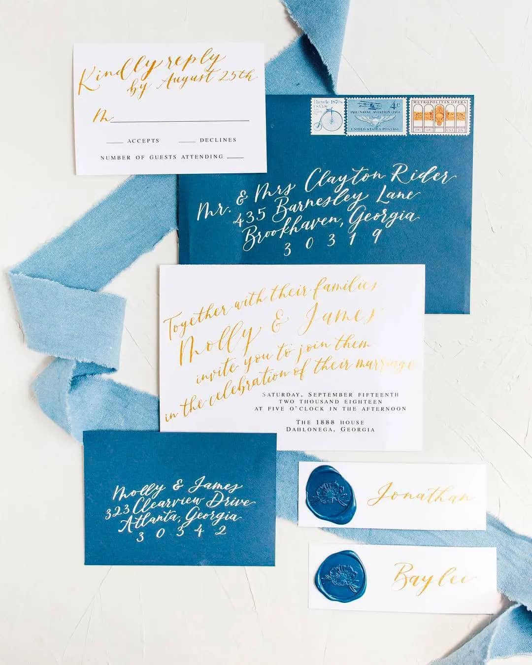 Blue And White Wedding Invitations