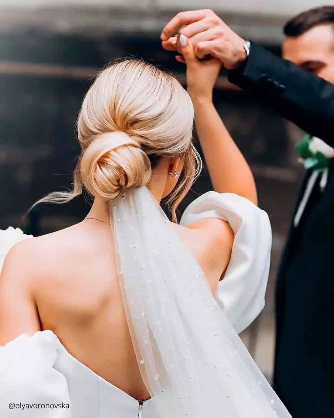 Wedding Veil Under the Bun