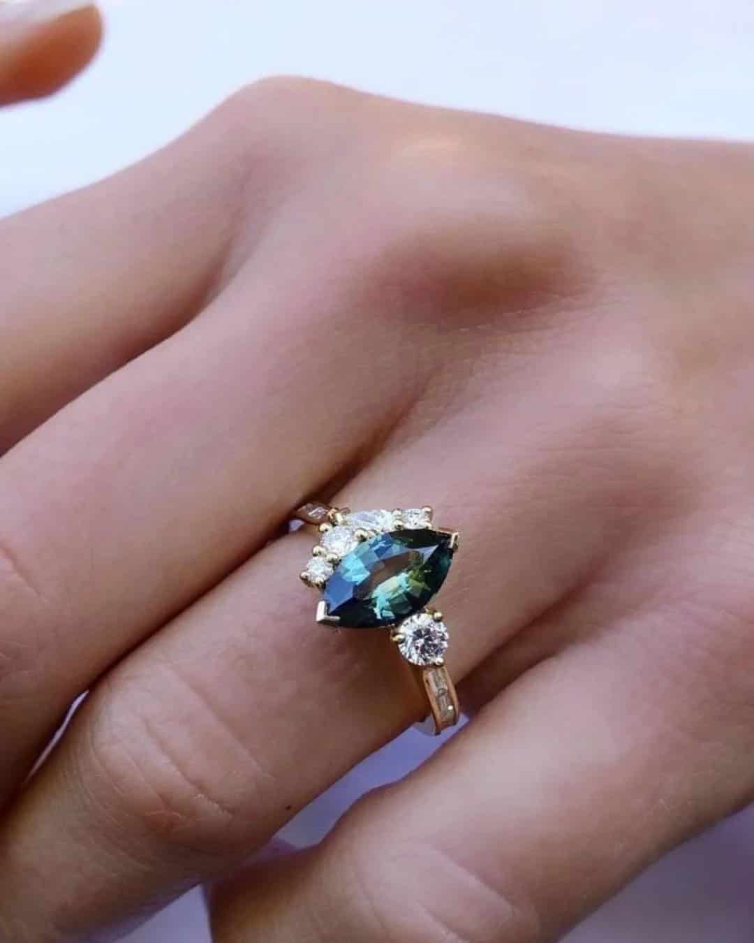 3-Stone Rings With Colored Gemstones