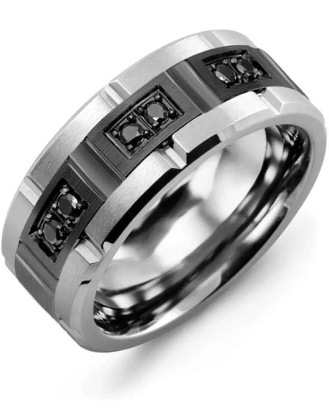 Unique Men’s Black Tungsten Wedding Band