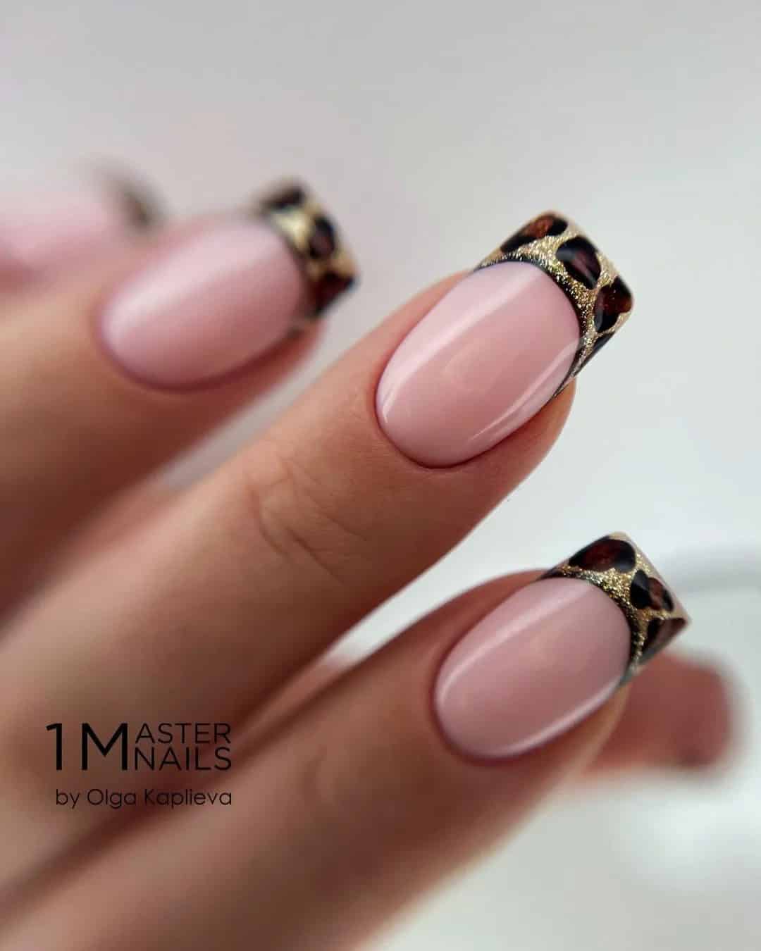 French Manicure with Gold