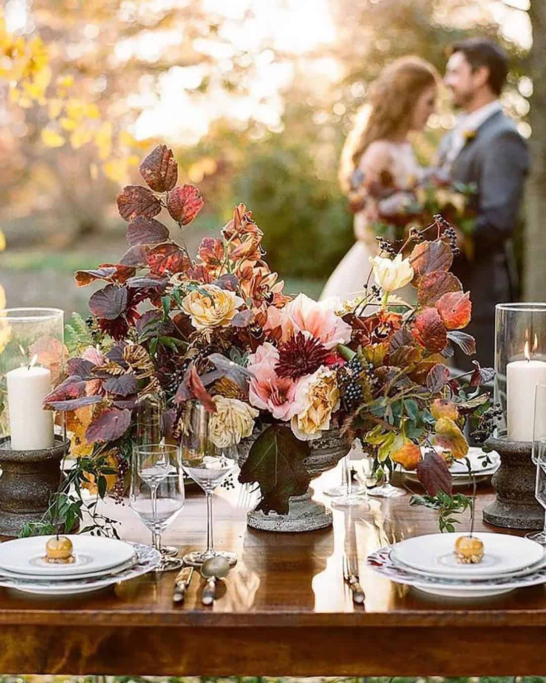 Centerpiece In Rust Wedding Colors