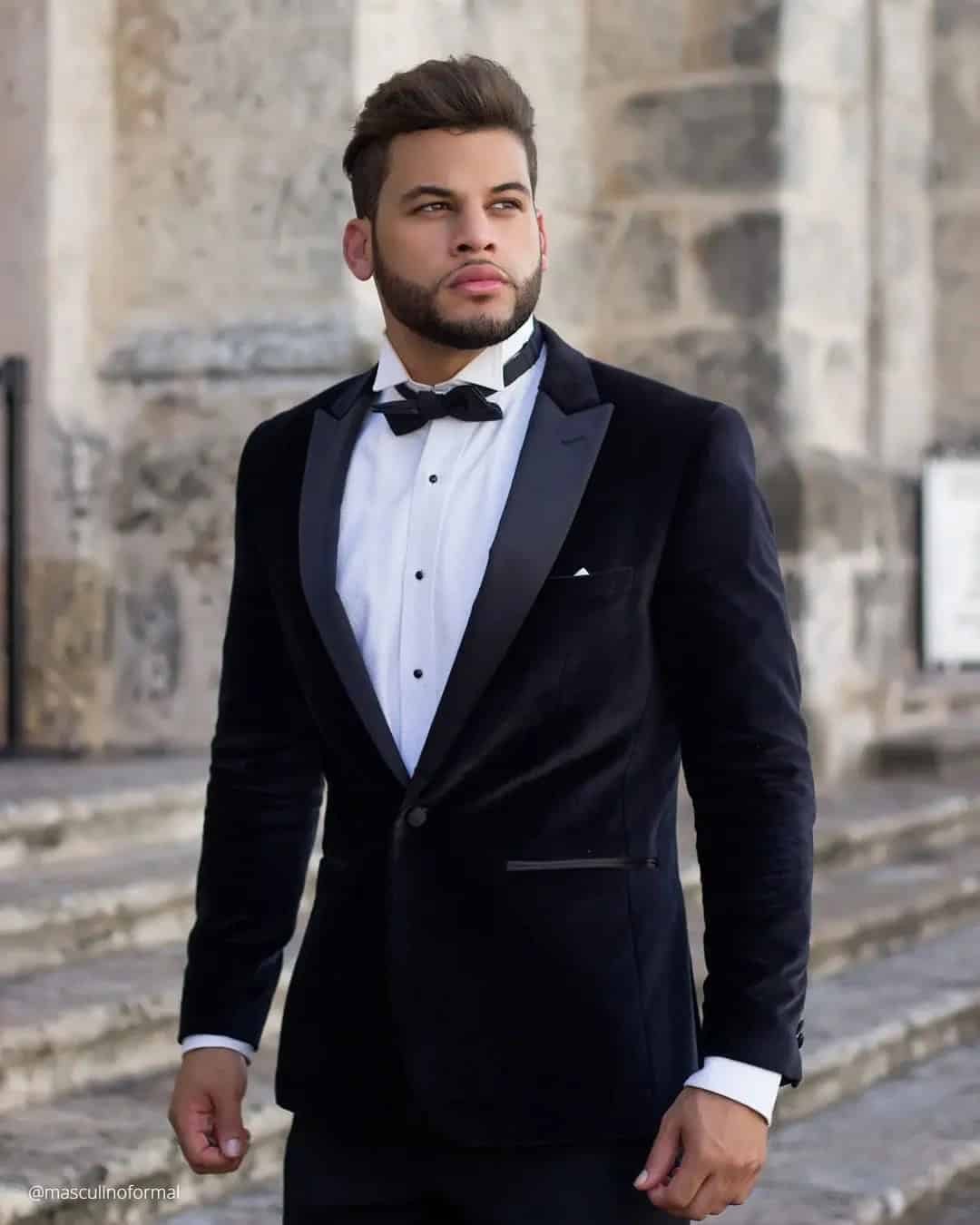 Velvet Black Suit Wedding Groom