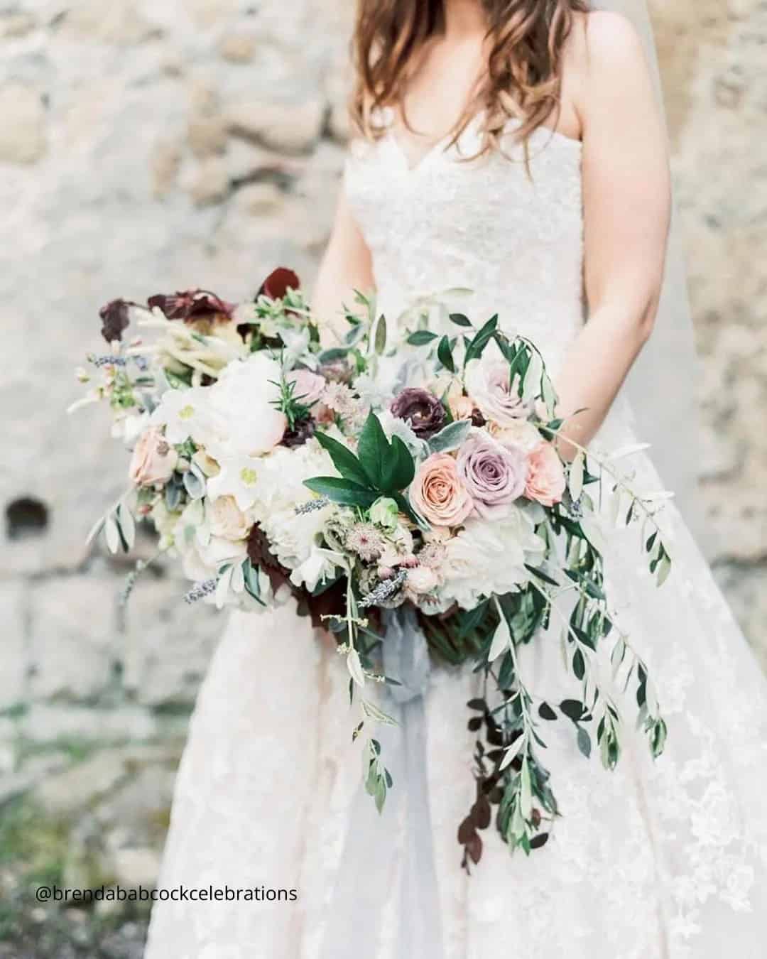 Cascading Winter Wedding Bouquets