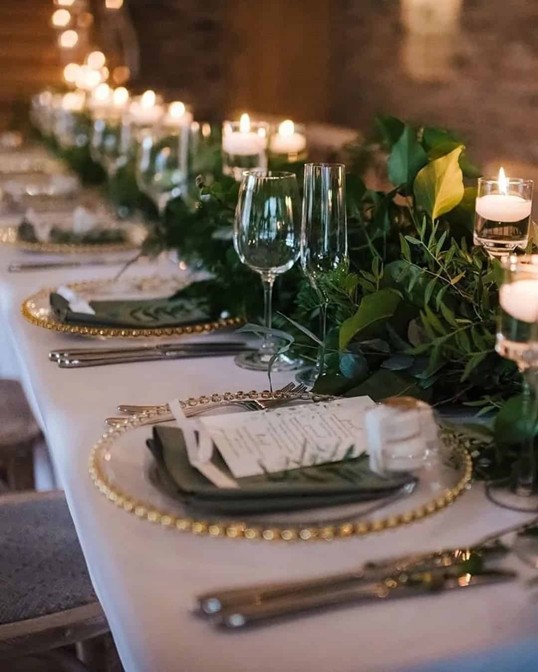 Decorations For Wedding Table With Greenery