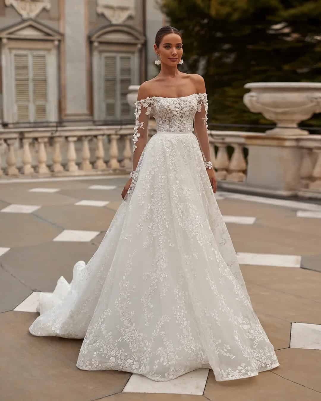 Off The Shoulder Long Sleeve Wedding Dresses