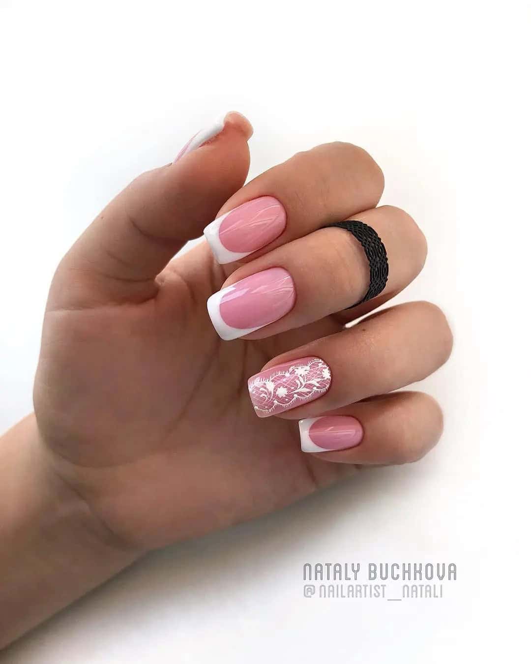 Light Pink Lace Nails