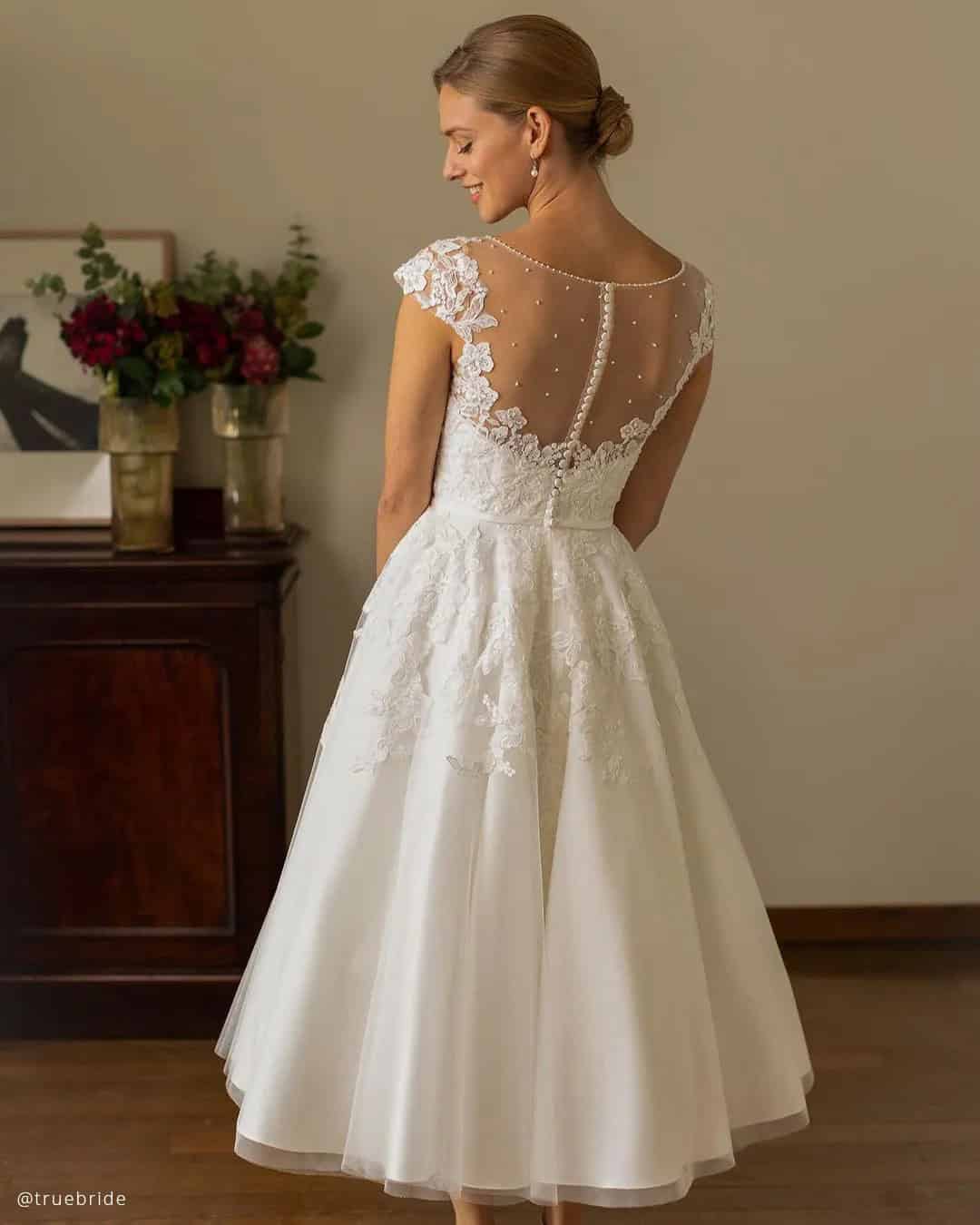 White Tea Length Wedding Dresses