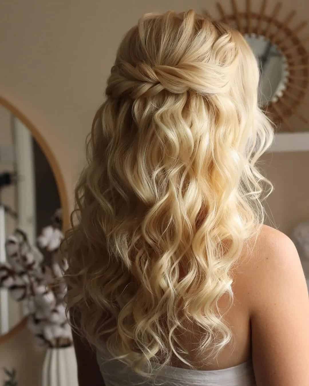 Half Up Wedding Hairstyles For Curly Hair