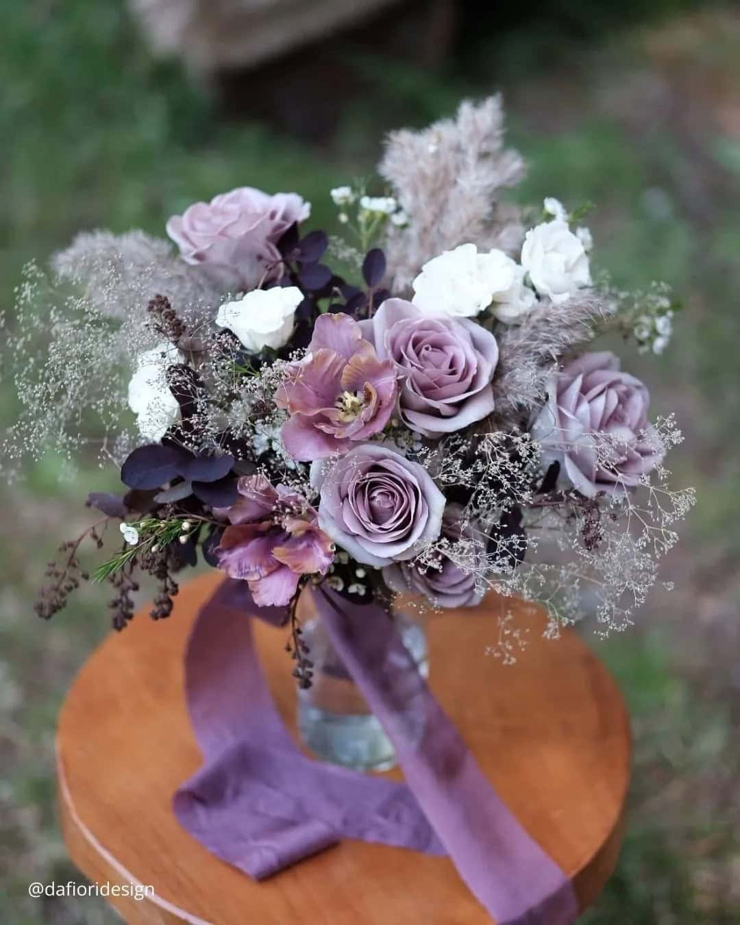 Trendy White and Purple Bouquets