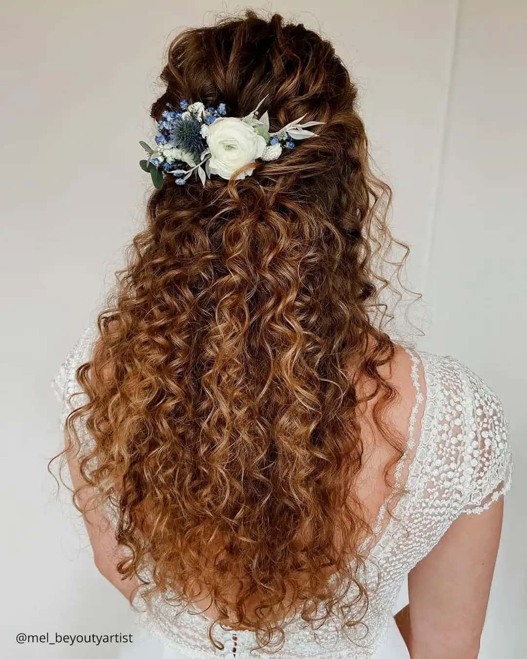 Half Up Half Down Hairstyles With Flowers