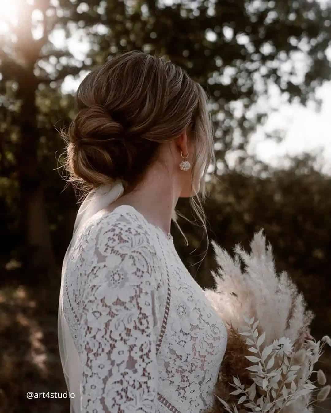 Low Bun Wedding Hair with a Veil