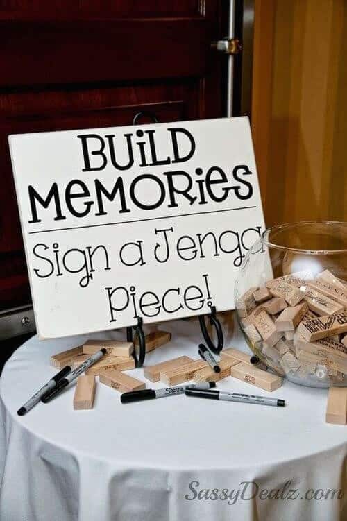 DIY Jenga Piece Wedding Guest Book