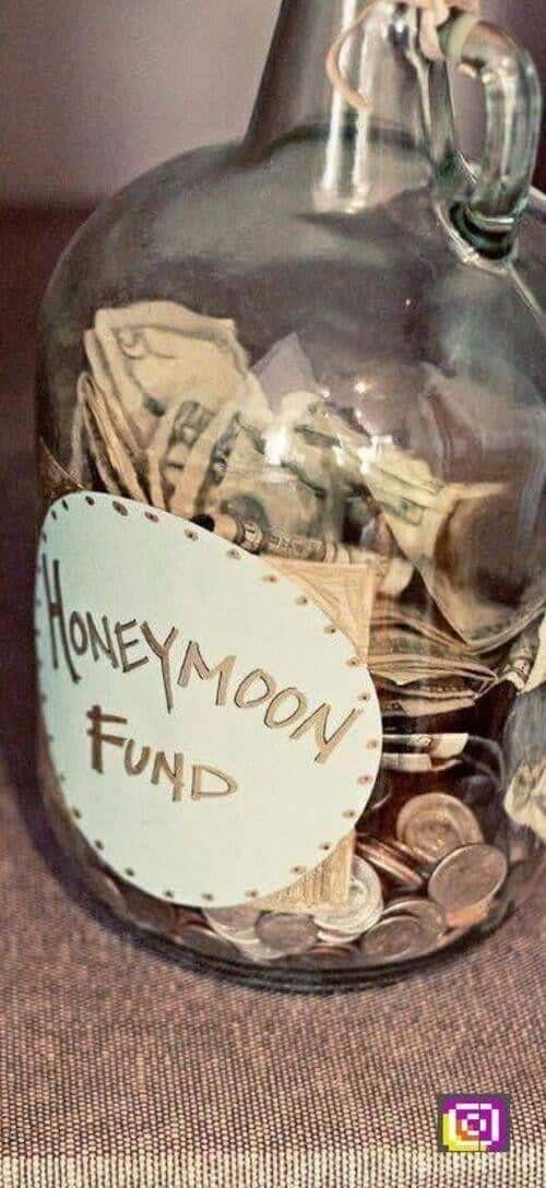 Honeymoon fund jar for guests to fill