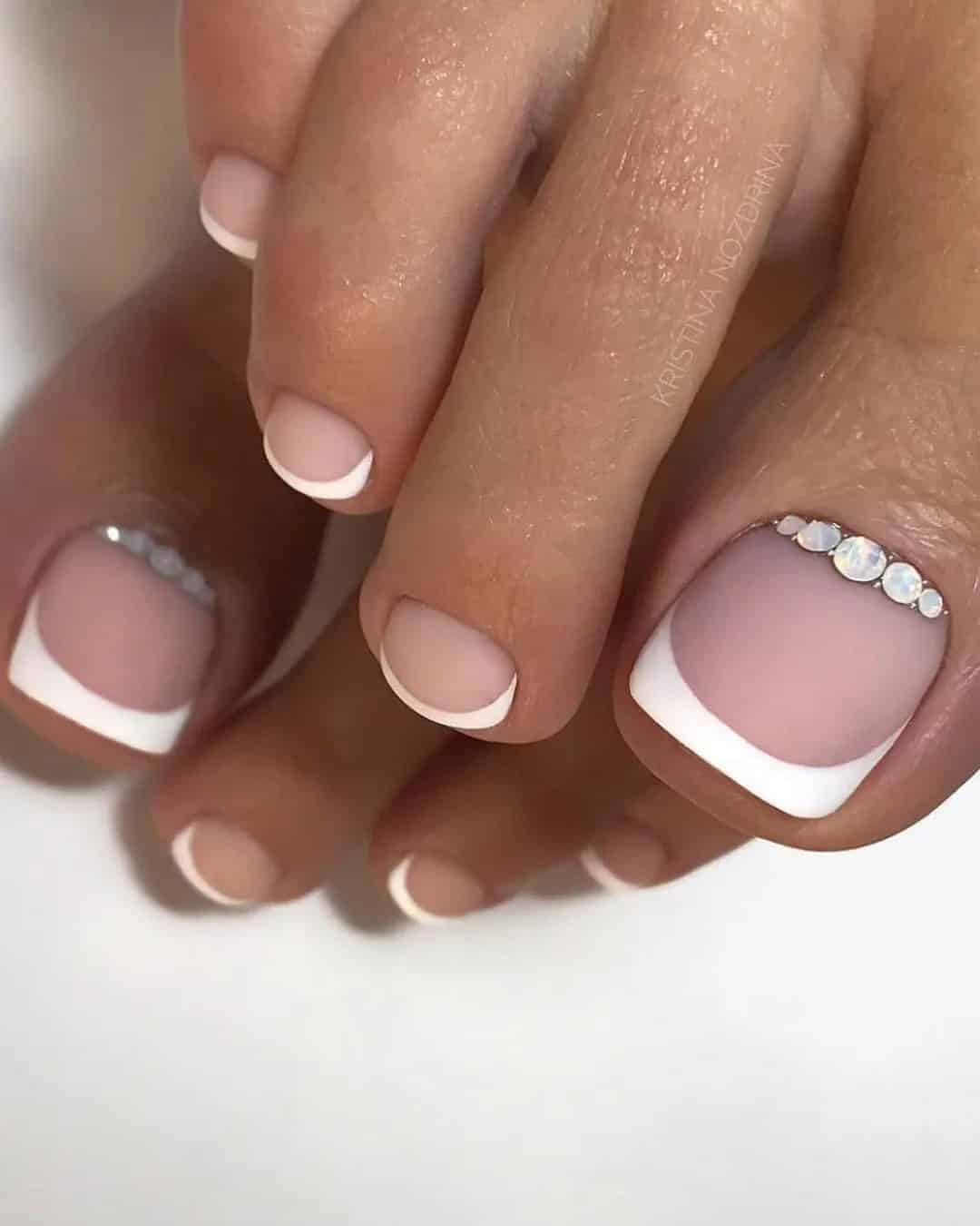 French Bridal Toe Nails