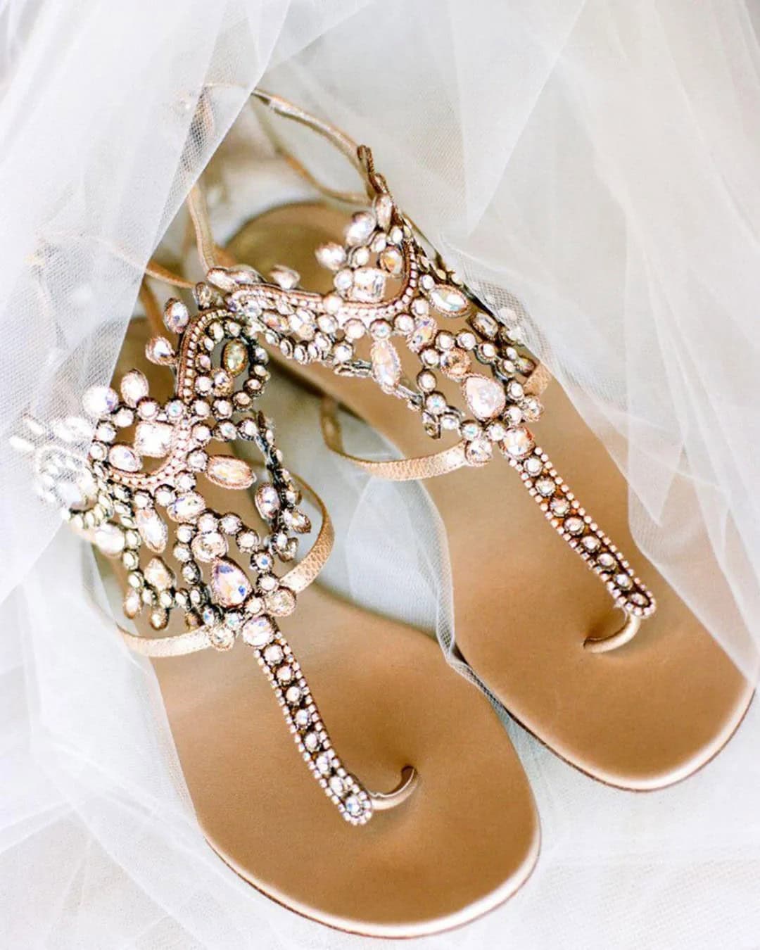 Sparkly Flat Sandals For Wedding