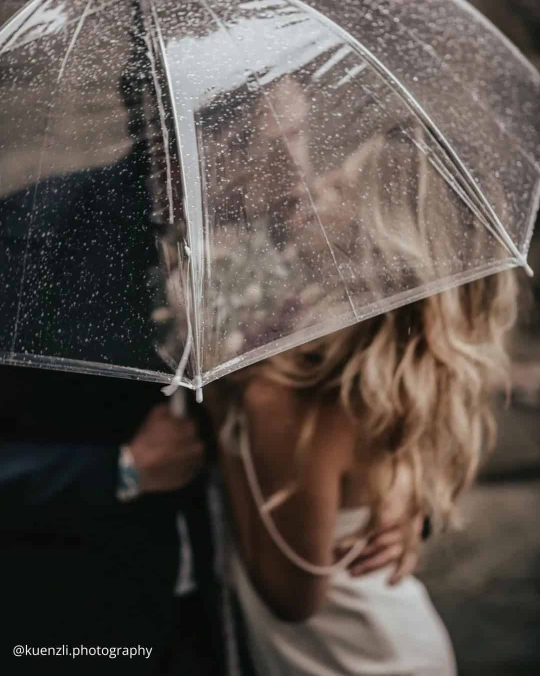 Wedding Photo Under Rain