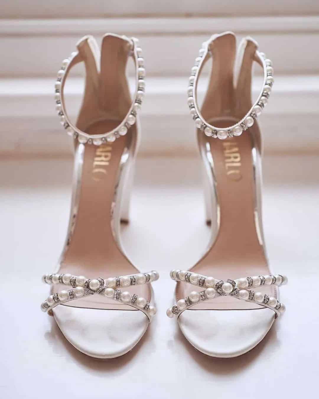 Harlo White Pearl Bridal Block Heel