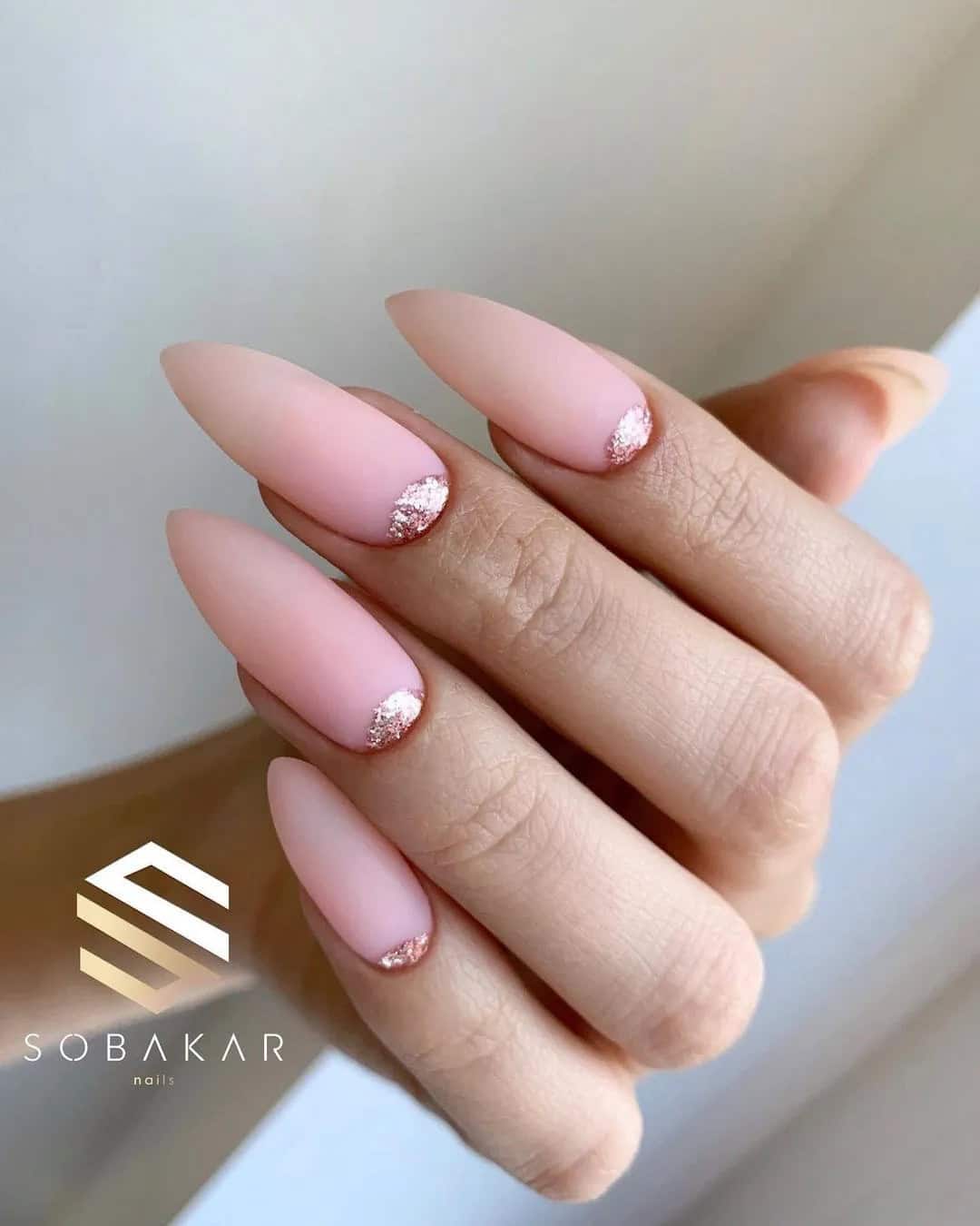 Nude Almond Wedding Nails