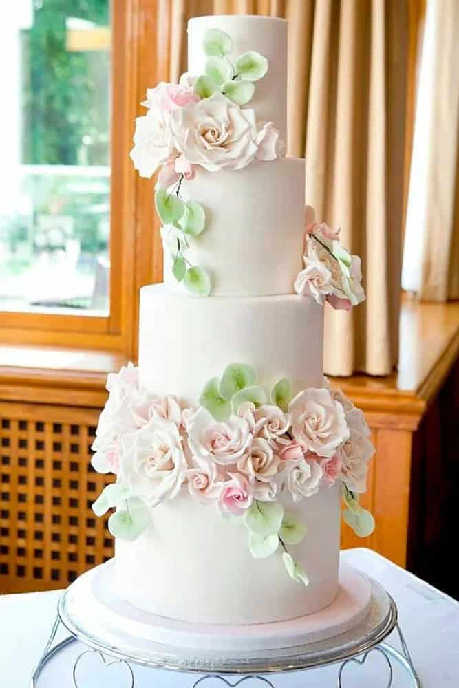 White Cakes With Colorful Flowers