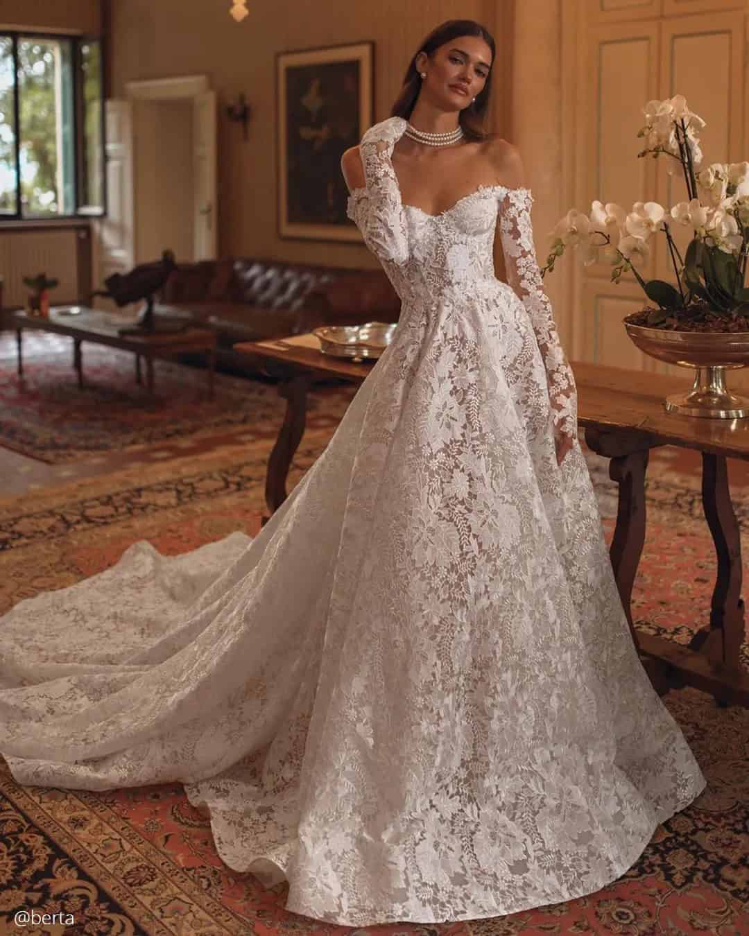 Off The Shoulder Long Sleeve Wedding Dresses