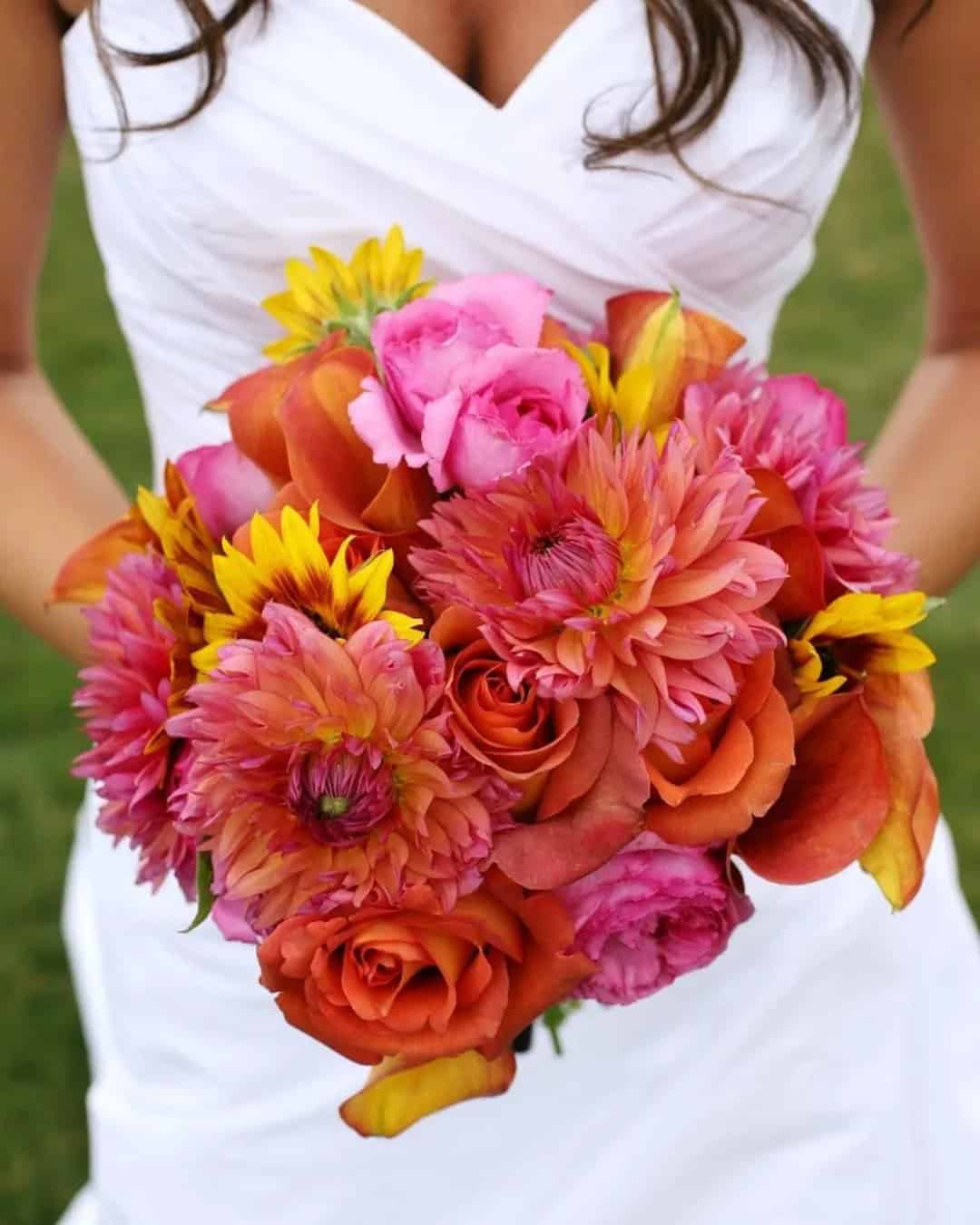 Sunflower Wedding Bouquets in Yellow & Red