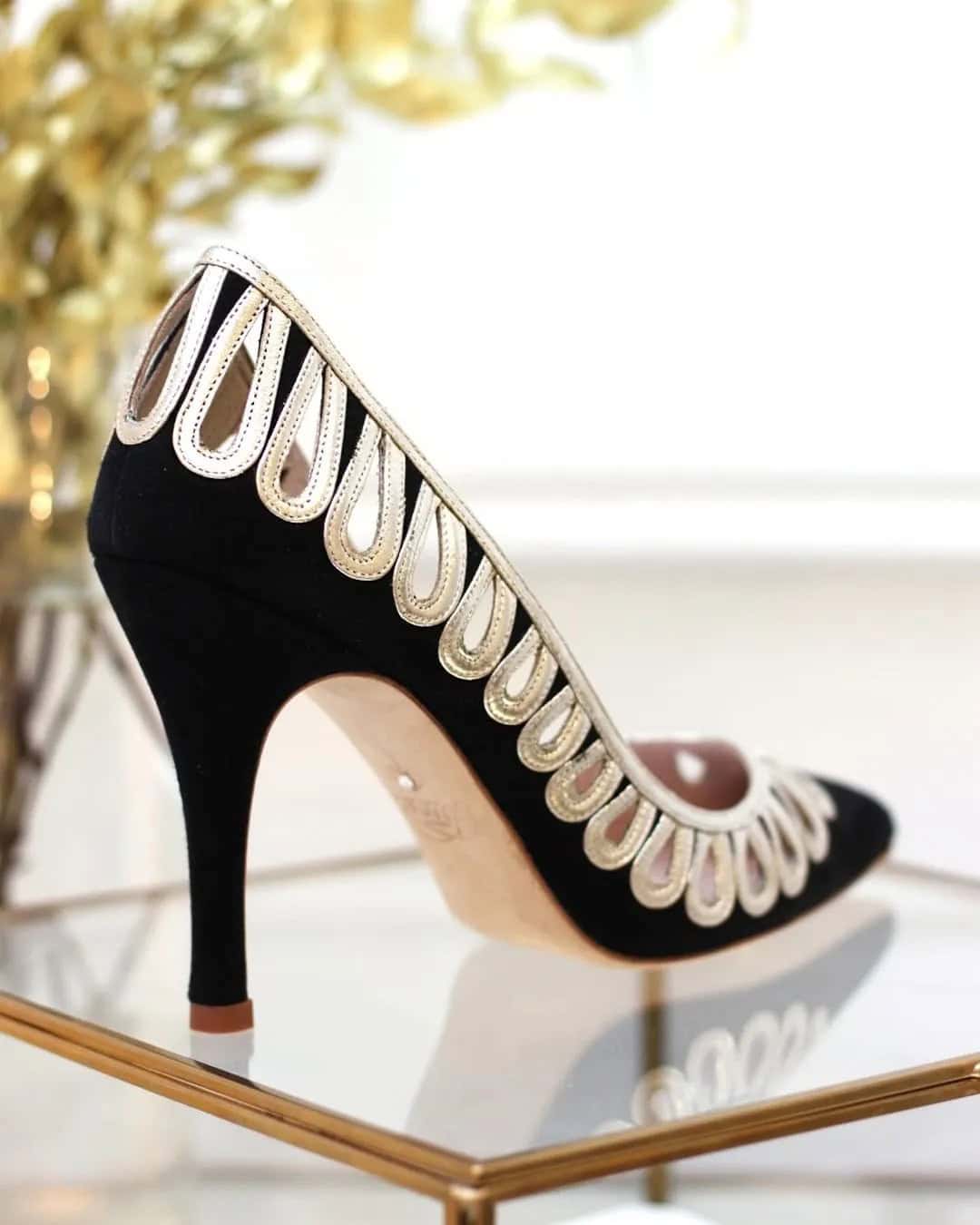 Elegant Black And Gold Shoes