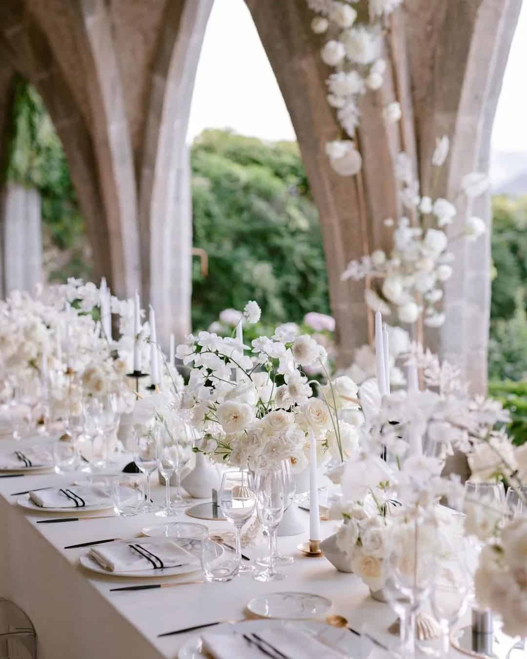 White Wedding Table Décor & Chair Decoration