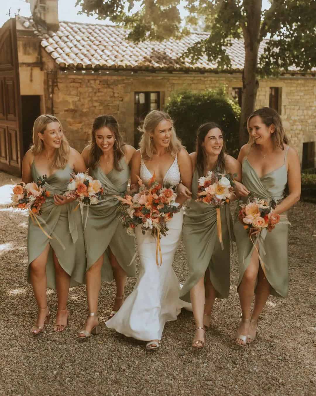 Short Mint Bridesmaids Gowns