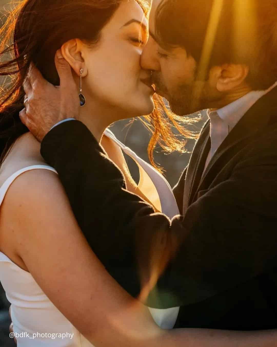 Magic Sunset Wedding Kiss