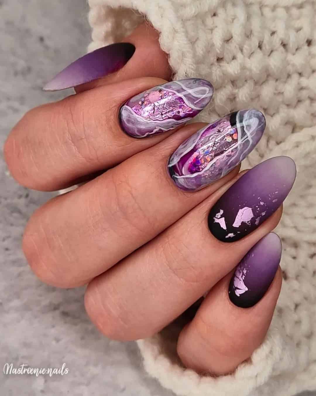 Dark Purple Wedding Nails