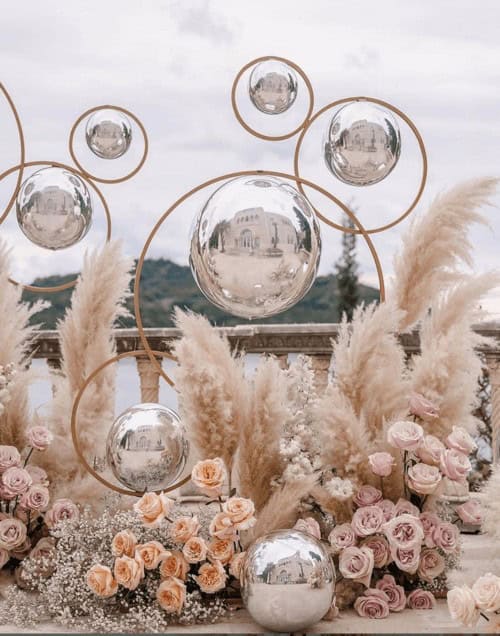 Globes and pampas grass