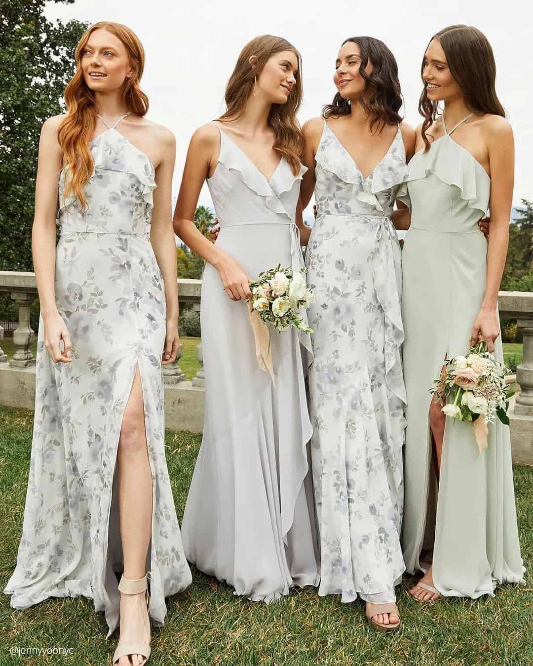 Green Floral Bridesmaid Dresses