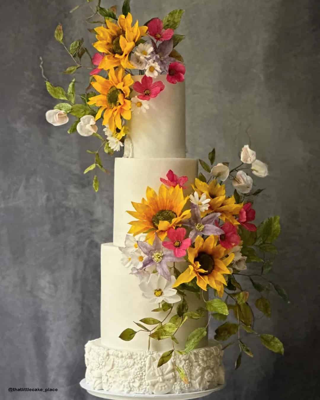 Wedding Cake Decor Ideas With Sunflowers